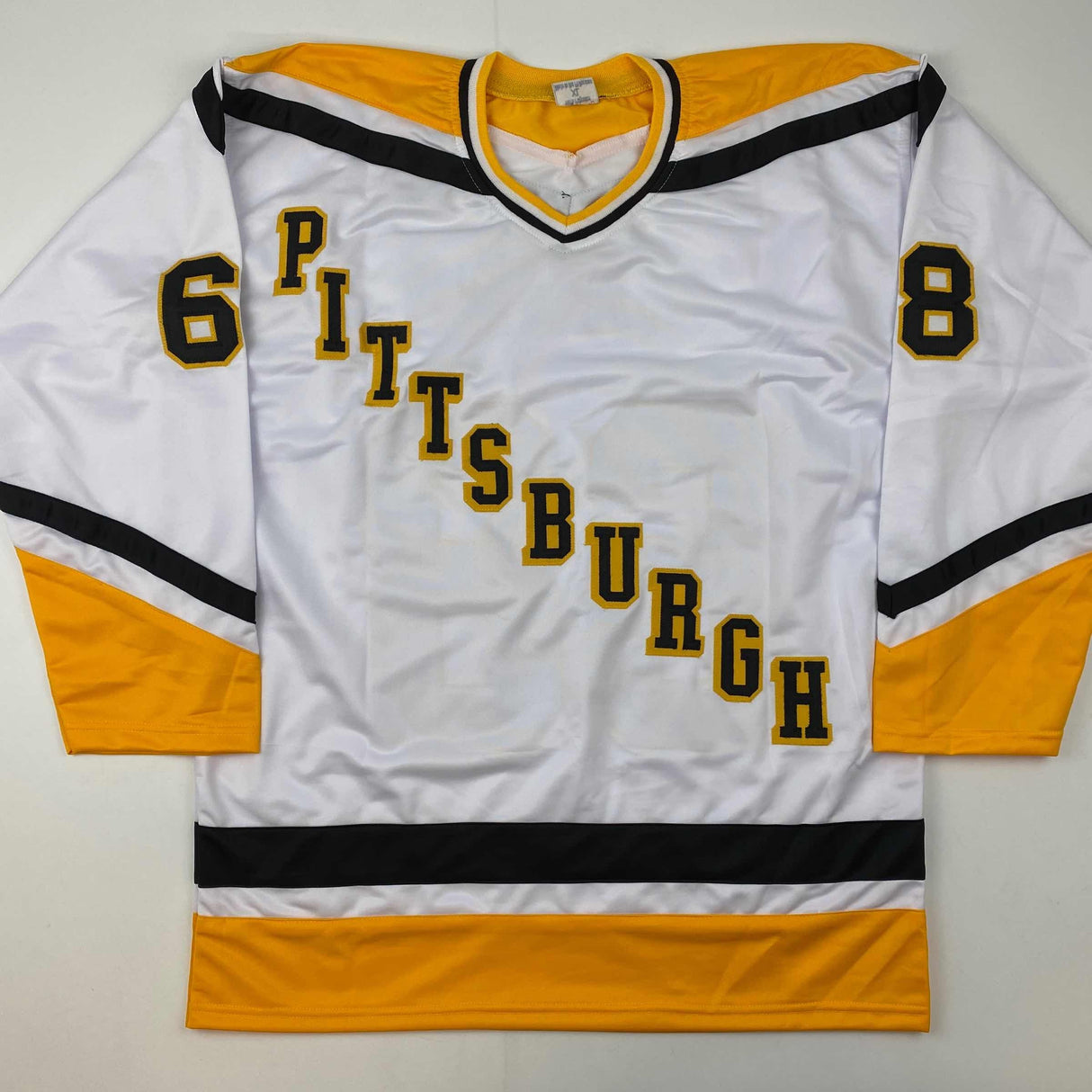 Camiseta de hockey blanca de Pittsburgh Jaromir Jagr autografiada/firmada JSA COA