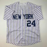 Camiseta de béisbol de rayas de Nueva York autografiada/firmada por Tino Martínez, PSA/CÓDIGO DE ADN