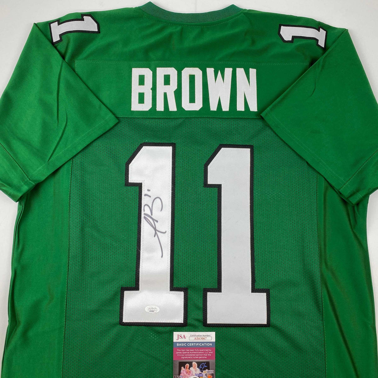 Autographed/Signed AJ A.J. Brown Philadelphia Kelly Green Football Jersey JSA COA