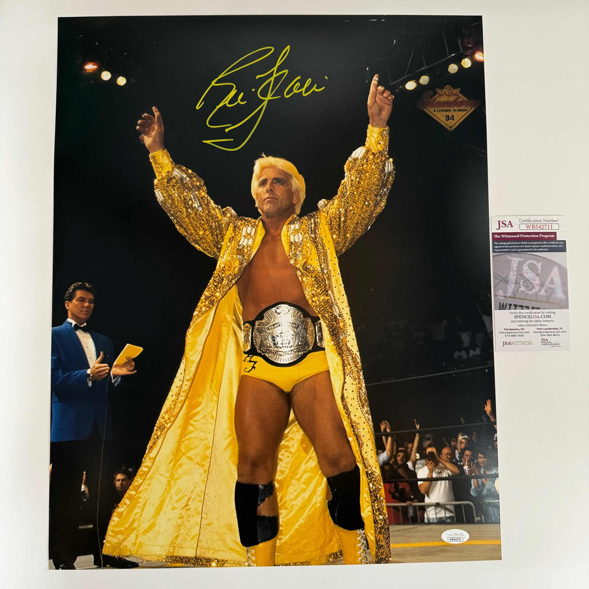 Foto de lucha libre WWE autografiada/firmada por Ric Flair Nature Boy 16x20 JSA COA #3