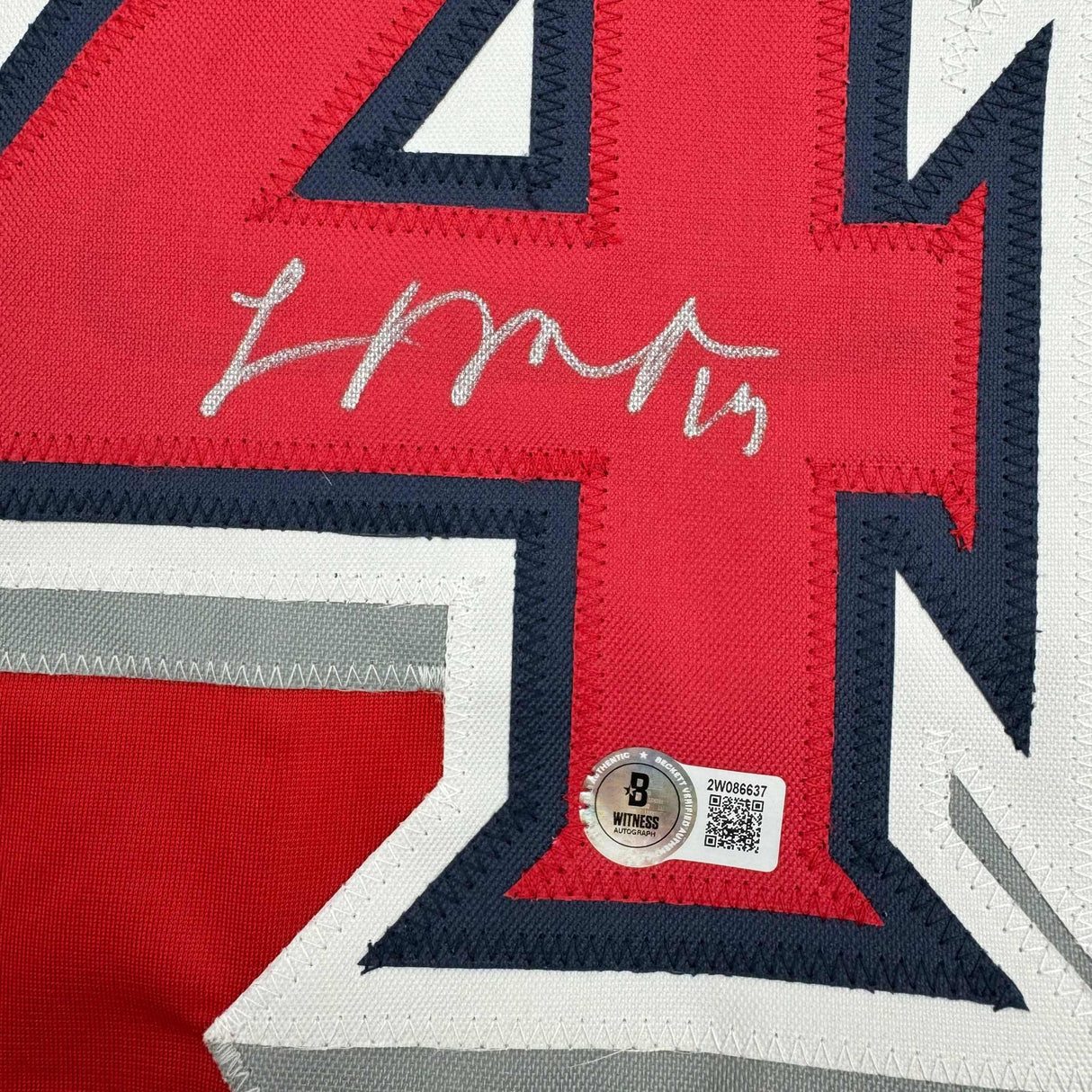 Camiseta de béisbol roja de Anaheim de Los Ángeles, autografiada y firmada por Logan O'Hoppe, Beckett BAS COA