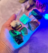 Volcano Agate Tumbled Freecubes, UV Green Fluorescent Minerals