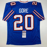 Camiseta de fútbol azul búfalo autografiada/firmada de Frank Gore JSA COA