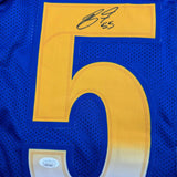 Camiseta de fútbol azul de Los Ángeles LA, enmarcada, autografiada y firmada por Braden Fiske, 35 x 39, JSA COA