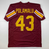 Autographed/Signed Troy Polamalu USC Southen Cal Maroon College Football Jersey Beckett BAS COA