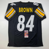 Camiseta de fútbol americano negra de Pittsburgh autografiada/firmada por Antonio Brown (JSA COA)