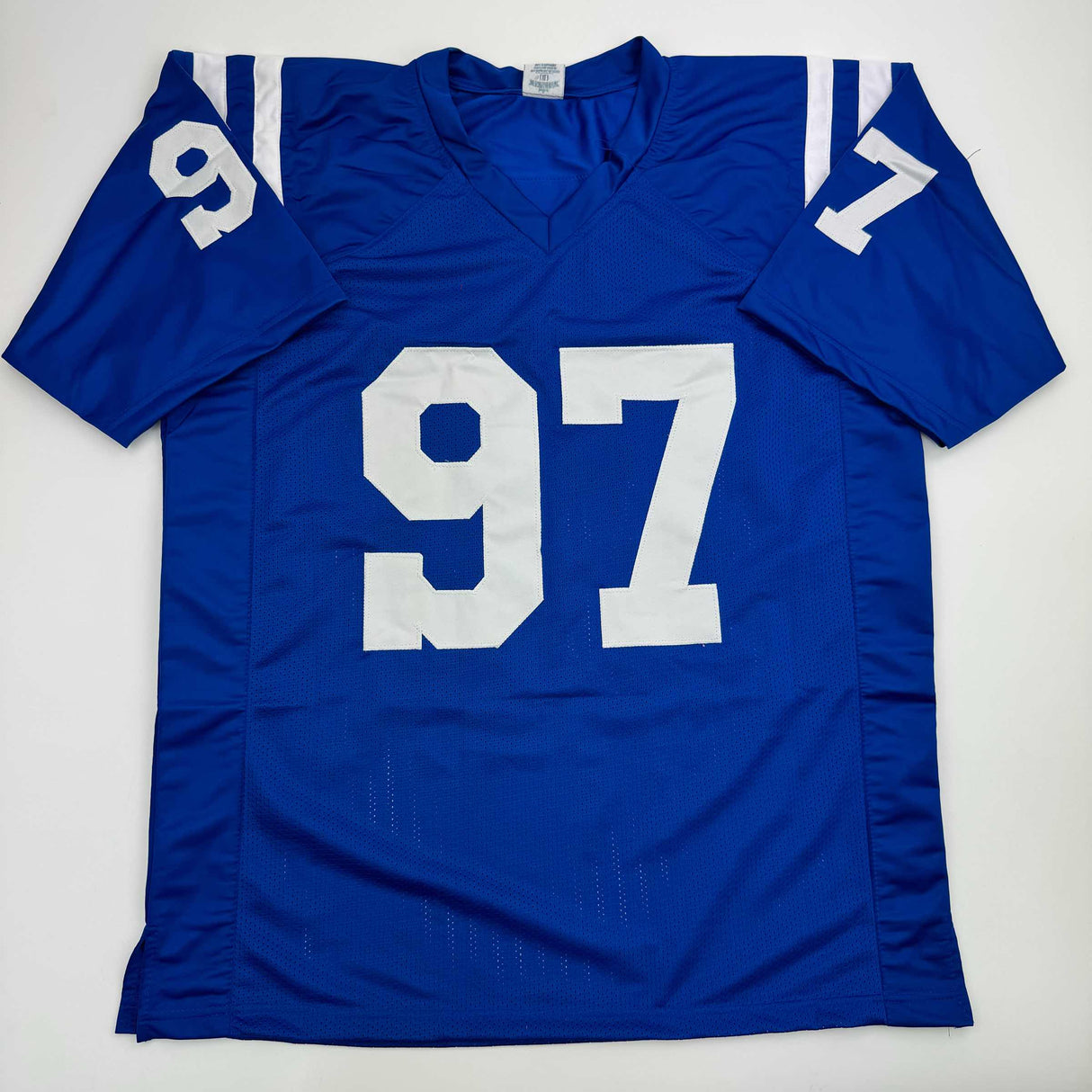 Camiseta de fútbol azul de Indianápolis autografiada/firmada por Laiatu Latu (JSA COA)