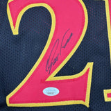 Camiseta de baloncesto negra de Atlanta, enmarcada, autografiada y firmada por Dominique Wilkins, 35 x 39, JSA COA