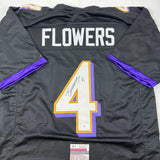 Camiseta de fútbol negra de Baltimore autografiada/firmada por Zay Flowers (JSA COA)