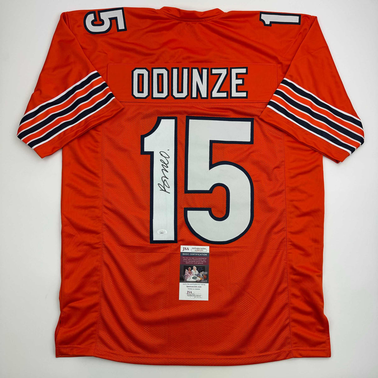 Camiseta de fútbol naranja de Chicago de Rome Odunze autografiada/firmada JSA COA