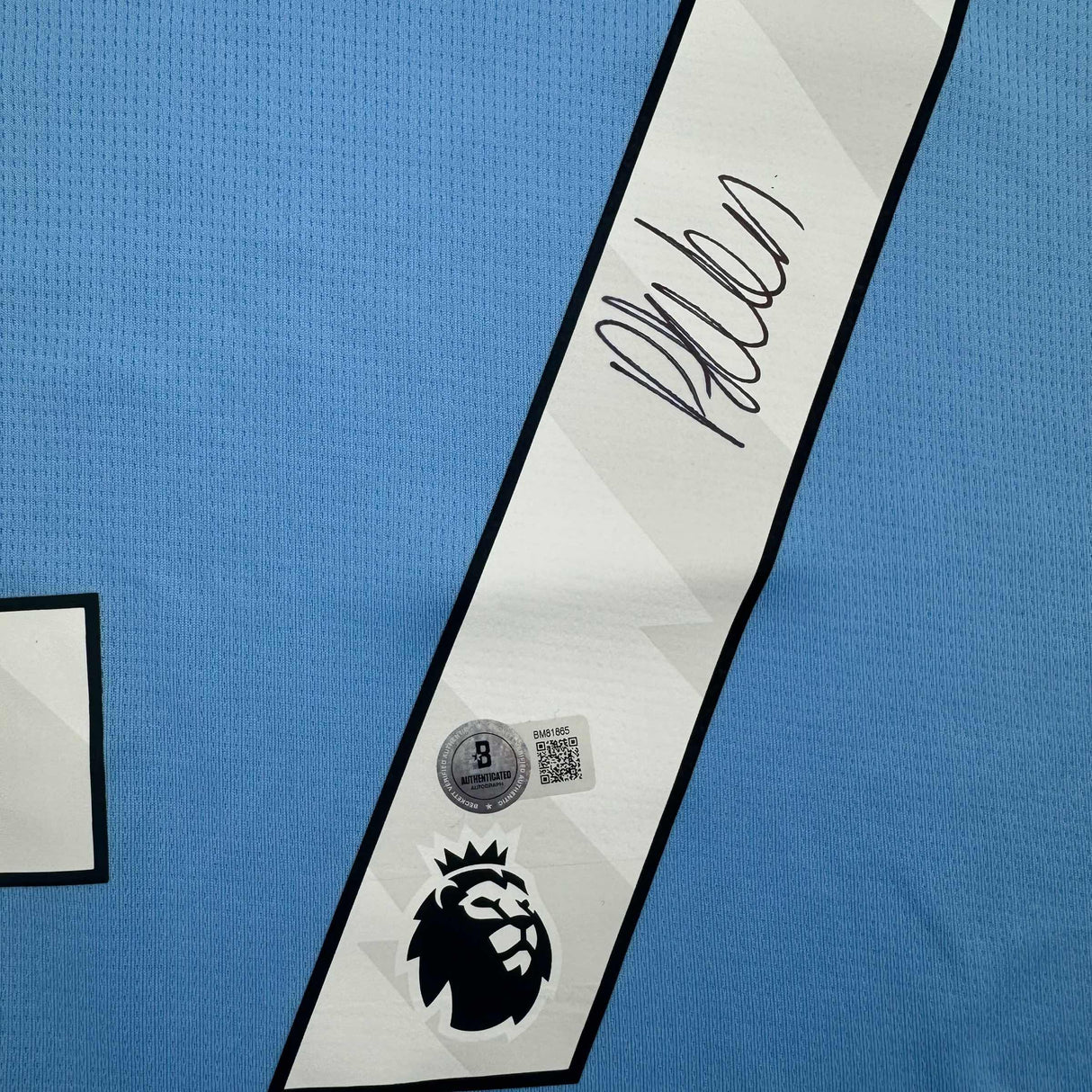 Camiseta de fútbol azul del Manchester City autografiada/firmada por Phil Foden Beckett BAS COA #3
