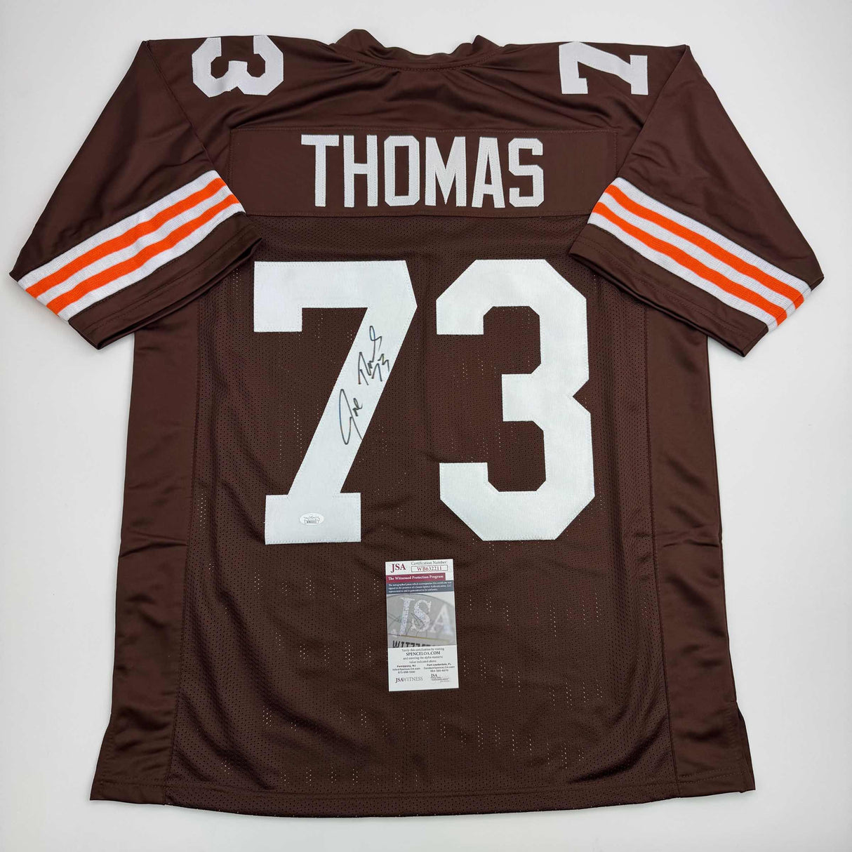 Camiseta de fútbol americano autografiada/firmada de Joe Thomas Cleveland Brown JSA COA