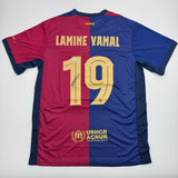 Camiseta de fútbol azul del FC Barcelona autografiada/firmada por Lamine Yamal Beckett BAS COA