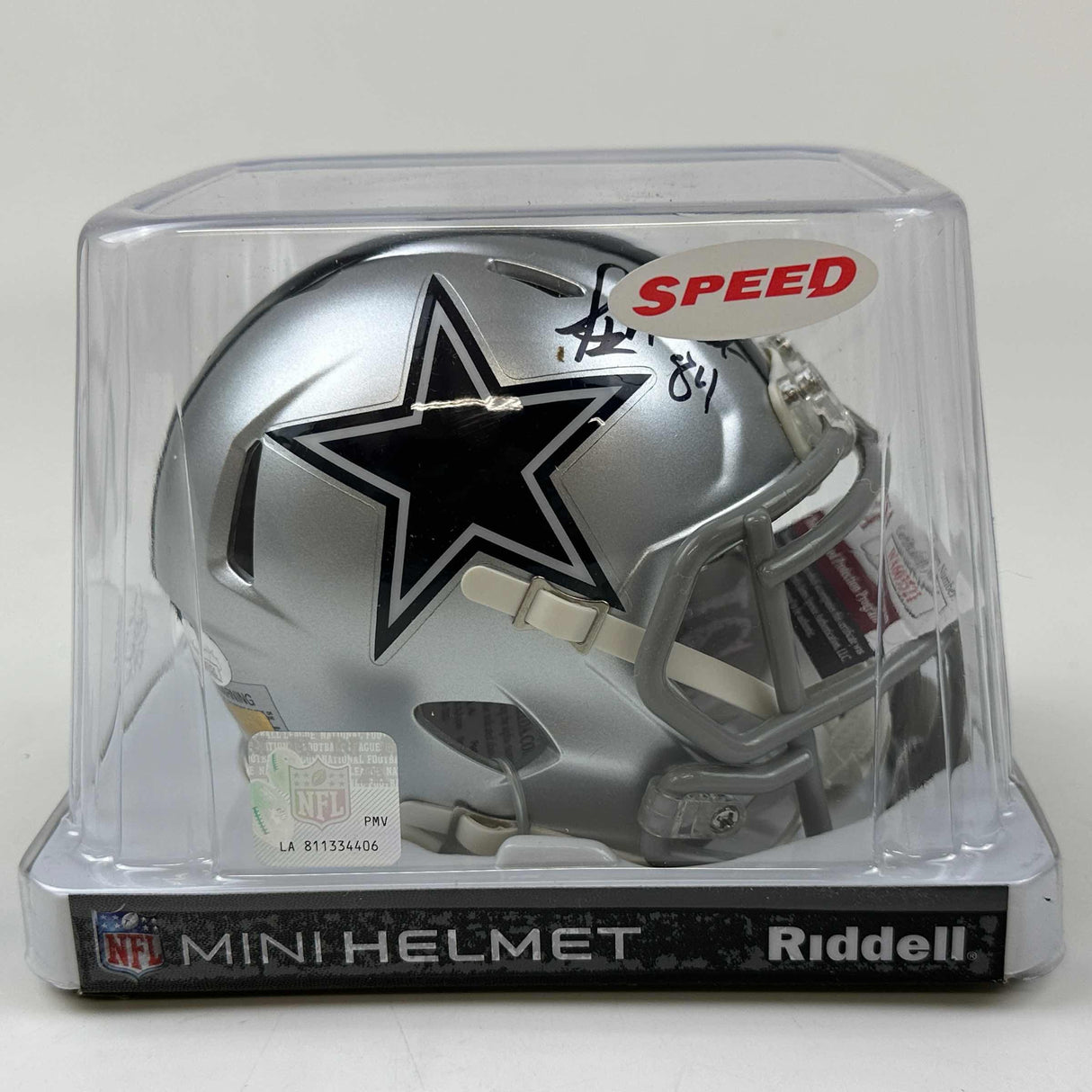 Casco de fútbol americano en miniatura de los Dallas Cowboys autografiado/firmado por Jay Novacek (JSA COA)