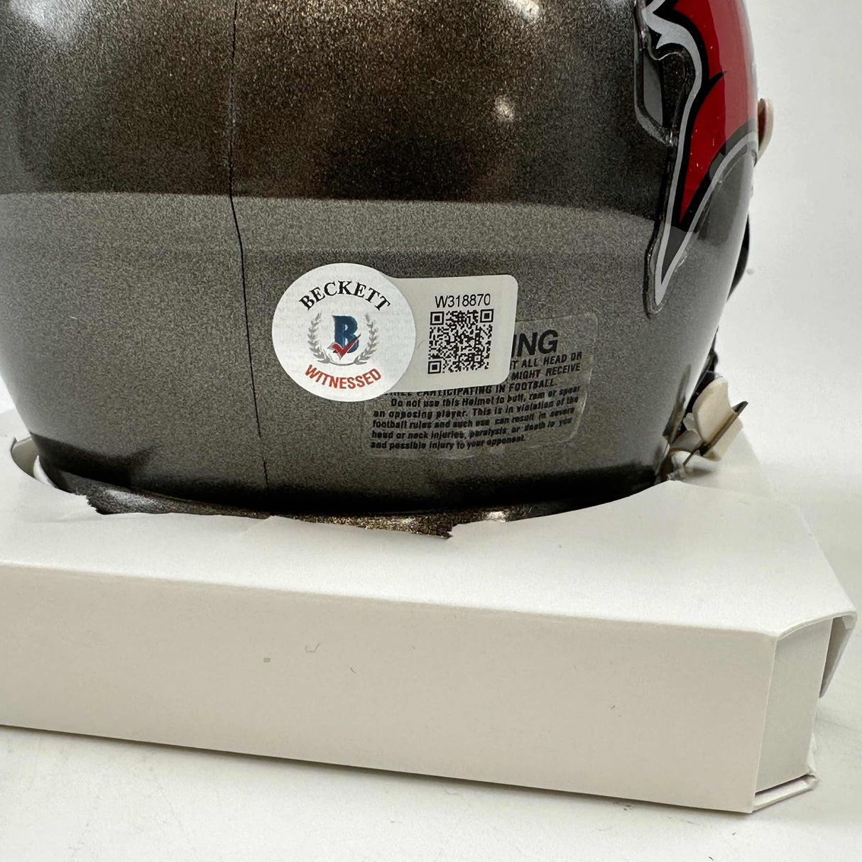 Casco de fútbol americano en miniatura Beckett BAS COA de los Tampa Bay Buccaneers autografiado/firmado por Simeon Rice