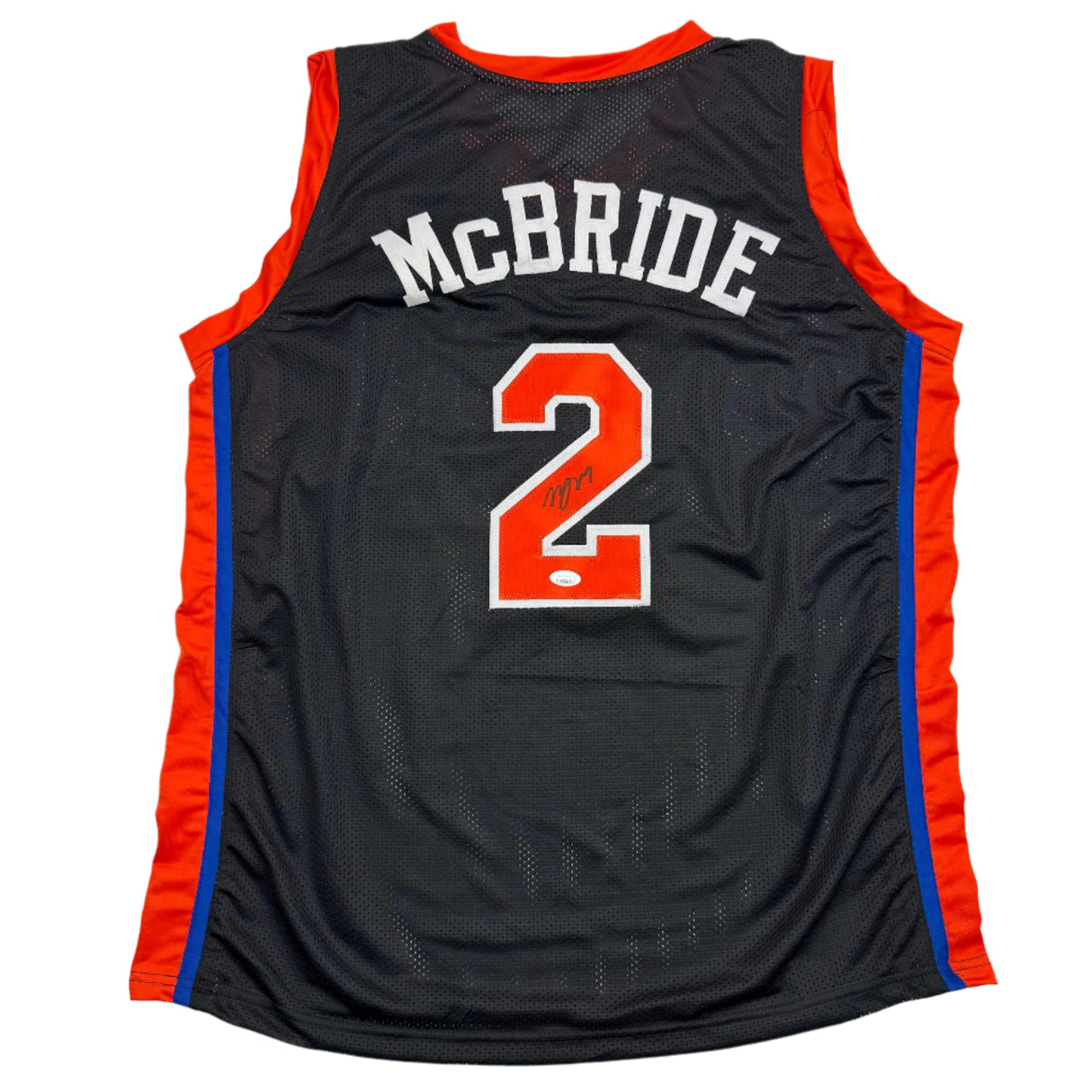 Camiseta de baloncesto negra de Nueva York autografiada/firmada por Miles Deuce McBride (JSA COA)