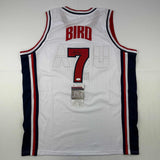 Camiseta de baloncesto Dream Team de Larry Bird, Estados Unidos, blanca, 1992, autografiada y firmada por JSA COA