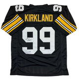 Camiseta de fútbol americano negra de Pittsburgh autografiada/firmada por Levon Kirkland Beckett BAS COA