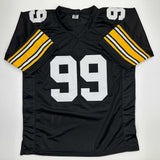 Camiseta de fútbol americano negra de Pittsburgh autografiada/firmada por Levon Kirkland Beckett BAS COA