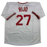 Camiseta de béisbol blanca autografiada/firmada de José Rijo 90 WS MVP Cincinnati Beckett BAS COA
