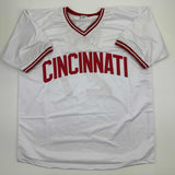 Camiseta de béisbol blanca autografiada/firmada de José Rijo 90 WS MVP Cincinnati Beckett BAS COA
