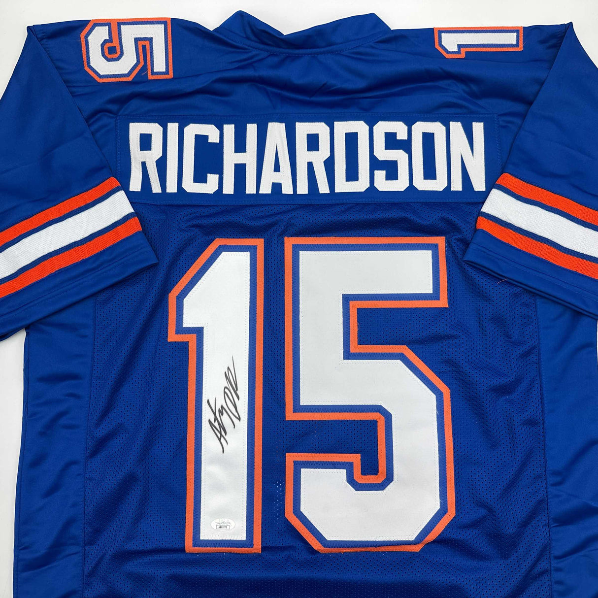 Camiseta de fútbol americano universitario azul de Florida autografiada/firmada por Anthony Richardson JSA COA