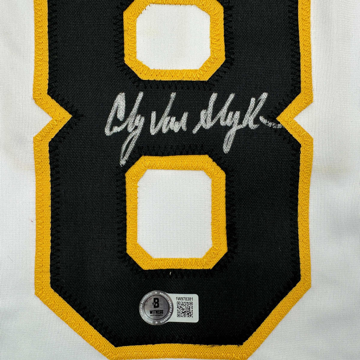 Autographed/Signed Andy Van Slyke Pittsburgh White Baseball Jersey Beckett BAS COA