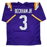 Camiseta de fútbol americano universitario morada de LSU autografiada/firmada por Odell Beckham Jr. Beckett BAS COA