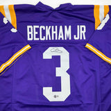 Camiseta de fútbol americano universitario morada de LSU autografiada/firmada por Odell Beckham Jr. Beckett BAS COA
