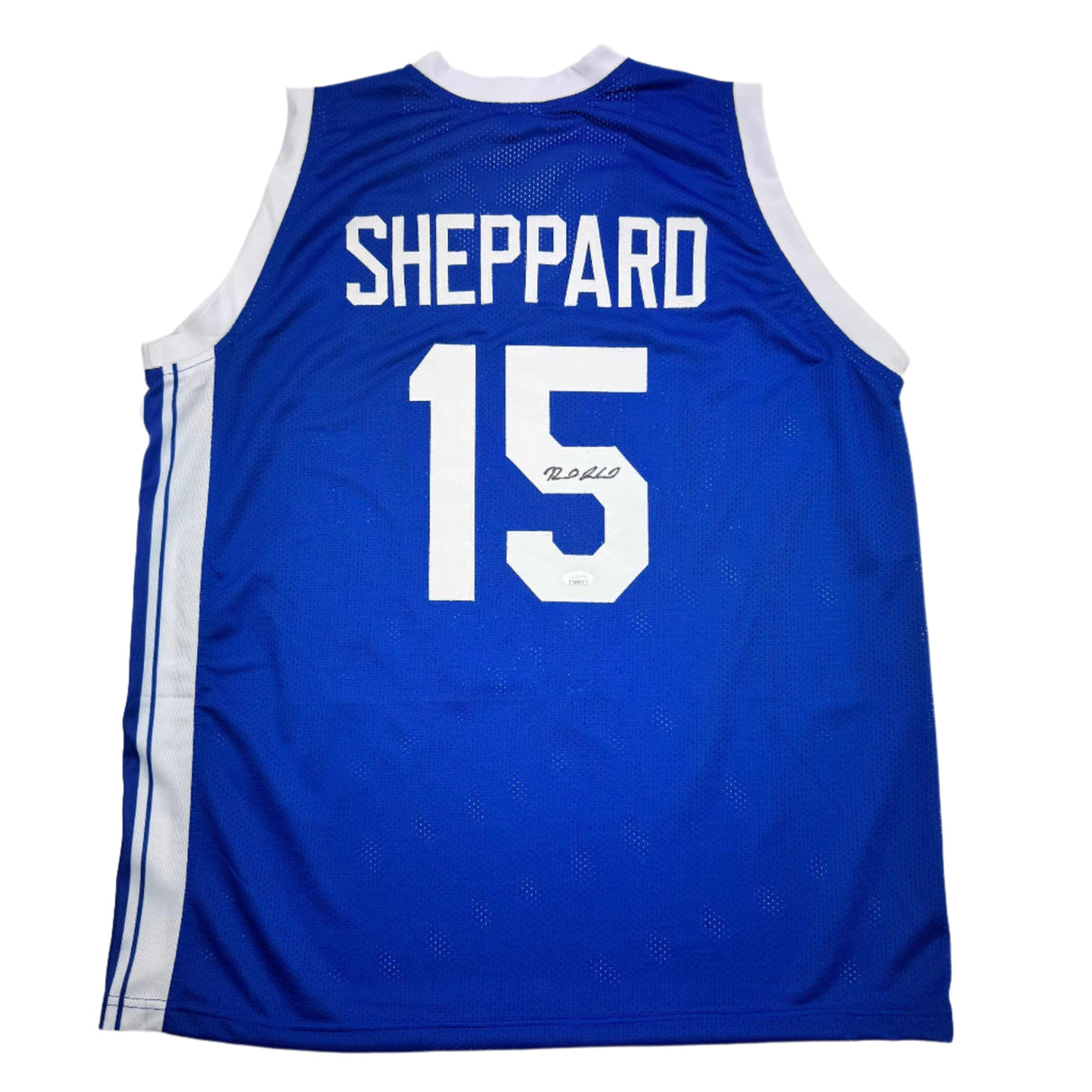 Camiseta de baloncesto universitaria azul de Kentucky de Reed Sheppard autografiada y firmada por JSA COA