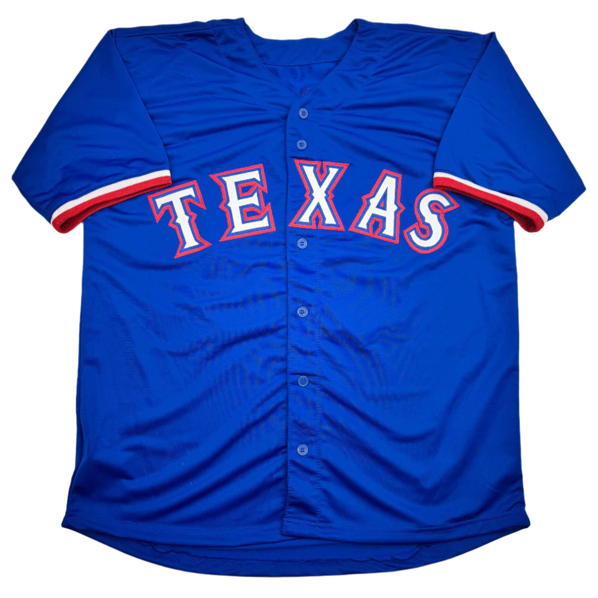 Camiseta de béisbol azul Texas de Adolis García autografiada/firmada Beckett BAS COA