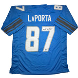 Camiseta de fútbol azul de Detroit de Sam LaPorta autografiada/firmada Beckett BAS COA