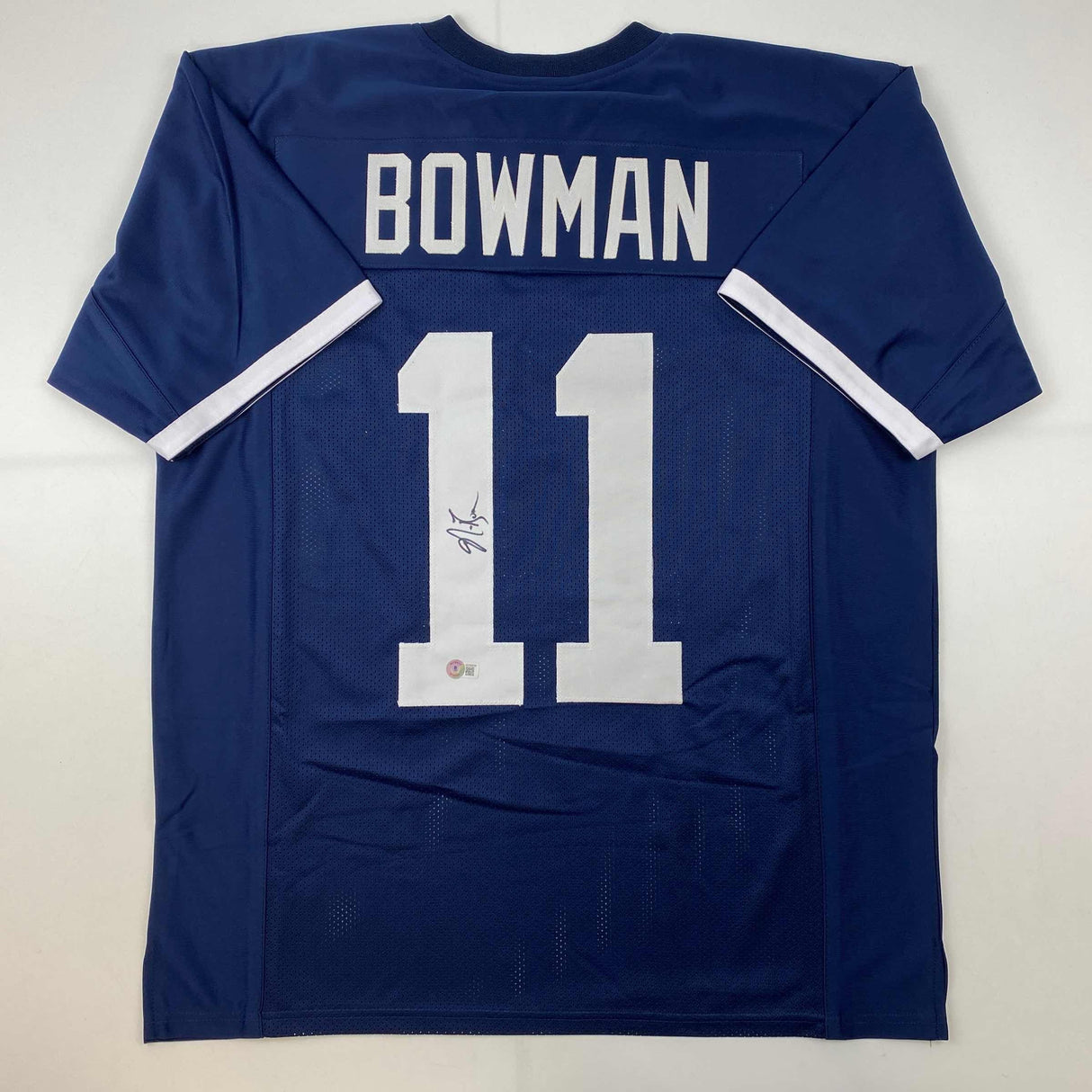 Camiseta de fútbol americano universitario azul de Penn State, autografiada y firmada por NaVorro Bowman, Beckett BAS COA