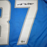 Camiseta de fútbol azul de Detroit de Sam LaPorta autografiada/firmada Beckett BAS COA