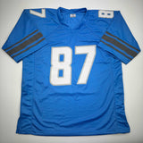 Camiseta de fútbol azul de Detroit de Sam LaPorta autografiada/firmada Beckett BAS COA