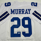 Camiseta de fútbol americano blanca de Dallas de DeMarco Murray autografiada y firmada por JSA COA