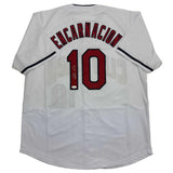Camiseta de béisbol blanca de Cleveland autografiada/firmada por Edwin Encarnación JSA COA