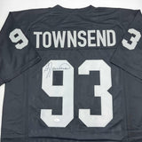 Camiseta de fútbol americano negra de Oakland autografiada y firmada por Greg Townsend (JSA COA)