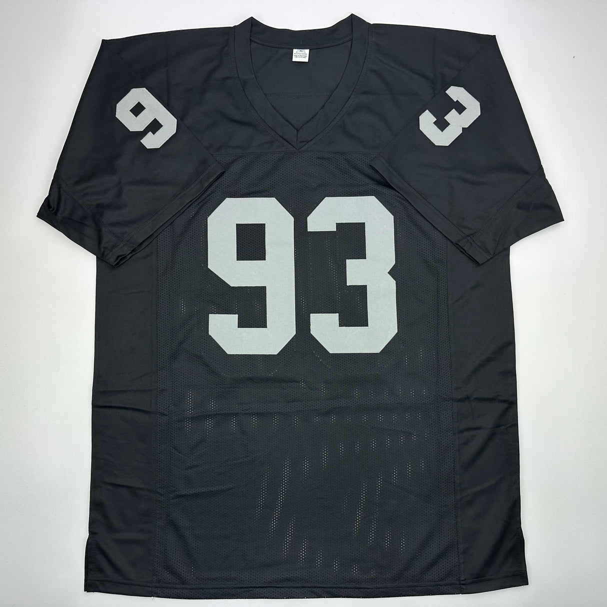 Camiseta de fútbol americano negra de Oakland autografiada y firmada por Greg Townsend (JSA COA)