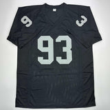 Camiseta de fútbol americano negra de Oakland autografiada y firmada por Greg Townsend (JSA COA)