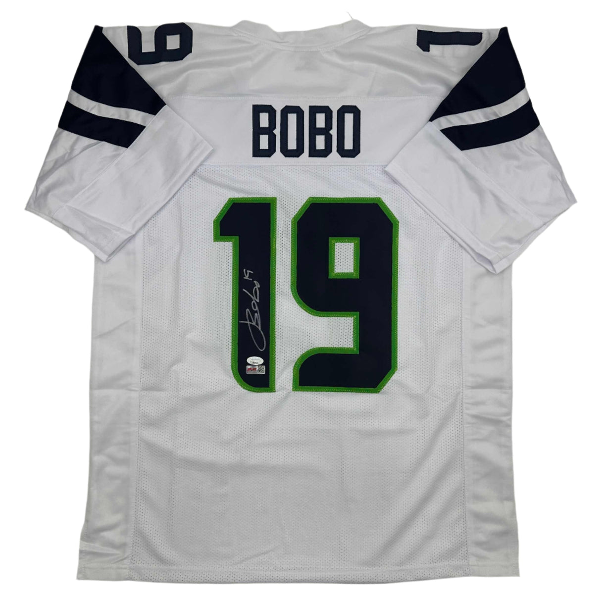 Camiseta de fútbol blanca de Seattle autografiada/firmada por Jake Bobo JSA COA