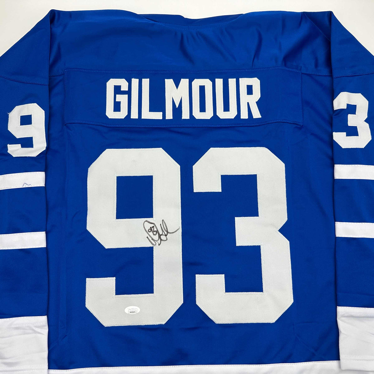 Camiseta de hockey azul de Toronto autografiada/firmada por Doug Gilmour (JSA COA)