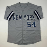 Autographed/Signed Aroldis Chapman New York Grey Baseball Jersey Beckett BAS COA