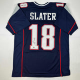 Autographed/Signed Matthew Slater New England Blue Football Jersey Beckett BAS COA