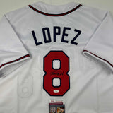 Autographed/Signed Javy Lopez Atlanta White Baseball Jersey JSA COA