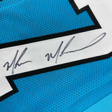 Camiseta de fútbol azul Carolina de Muhsin Muhammad autografiada/firmada Beckett BAS COA