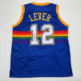 Camiseta de baloncesto retro azul arcoíris de Denver de Fat Lever autografiada/firmada JSA COA