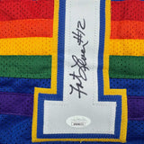 Camiseta de baloncesto retro azul arcoíris de Denver de Fat Lever autografiada/firmada JSA COA