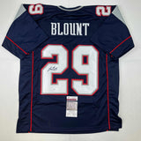 Camiseta de fútbol azul de Nueva Inglaterra autografiada/firmada por LeGarrette Blount (JSA COA)