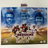 Foto de fútbol americano de 16 x 20 autografiada/firmada por Joe Theismann, Mark Moseley, Larry Brown, Washington Commanders, MVP, JSA COA
